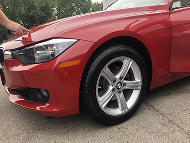 Polished red BMW.